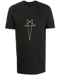 schwarzes und weißes T-Shirt mit einem Rundhalsausschnitt mit Sternenmuster von Rick Owens DRKSHDW