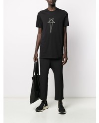 schwarzes und weißes T-Shirt mit einem Rundhalsausschnitt mit Sternenmuster von Rick Owens DRKSHDW