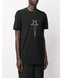 schwarzes und weißes T-Shirt mit einem Rundhalsausschnitt mit Sternenmuster von Rick Owens DRKSHDW