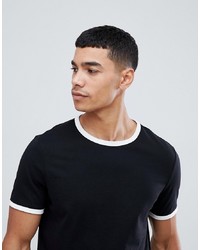 schwarzes und weißes T-Shirt mit einem Rundhalsausschnitt von ASOS DESIGN