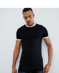 schwarzes und weißes T-Shirt mit einem Rundhalsausschnitt von ASOS DESIGN