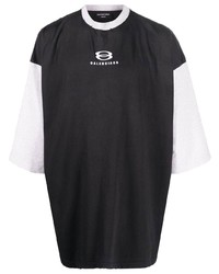schwarzes und weißes T-Shirt mit einem Rundhalsausschnitt von Balenciaga