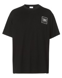 schwarzes und weißes T-Shirt mit einem Rundhalsausschnitt von Burberry