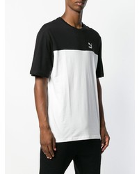 schwarzes und weißes T-Shirt mit einem Rundhalsausschnitt von Puma