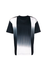 schwarzes und weißes T-Shirt mit einem Rundhalsausschnitt von Issey Miyake Men