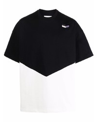 schwarzes und weißes T-Shirt mit einem Rundhalsausschnitt von Jil Sander