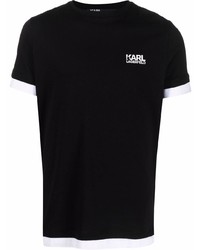 schwarzes und weißes T-Shirt mit einem Rundhalsausschnitt von Karl Lagerfeld