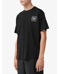 schwarzes und weißes T-Shirt mit einem Rundhalsausschnitt von Burberry