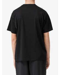 schwarzes und weißes T-Shirt mit einem Rundhalsausschnitt von Burberry