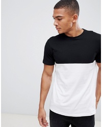 schwarzes und weißes T-Shirt mit einem Rundhalsausschnitt von New Look