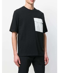 schwarzes und weißes T-Shirt mit einem Rundhalsausschnitt von Helmut Lang