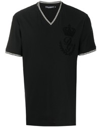 schwarzes und weißes T-Shirt mit einem V-Ausschnitt von Dolce & Gabbana