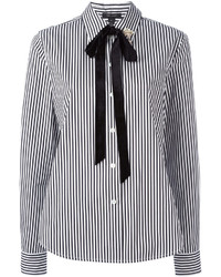 schwarzes und weißes vertikal gestreiftes Businesshemd von Marc Jacobs