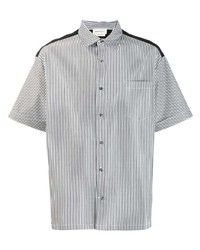 schwarzes und weißes vertikal gestreiftes Kurzarmhemd von Alexander McQueen