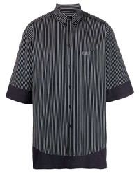 schwarzes und weißes vertikal gestreiftes Kurzarmhemd von Balenciaga