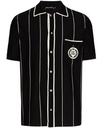 schwarzes und weißes vertikal gestreiftes Kurzarmhemd von Dolce & Gabbana