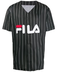 schwarzes und weißes vertikal gestreiftes Kurzarmhemd von Fila