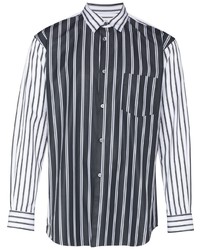 schwarzes und weißes vertikal gestreiftes Langarmhemd von Comme Des Garcons SHIRT