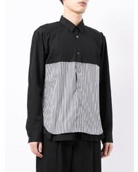 schwarzes und weißes vertikal gestreiftes Langarmhemd von Comme Des Garcons Homme Plus