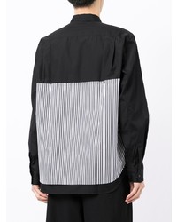 schwarzes und weißes vertikal gestreiftes Langarmhemd von Comme Des Garcons Homme Plus