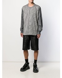 schwarzes und weißes vertikal gestreiftes Langarmhemd von Comme Des Garcons Homme Plus