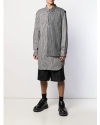 schwarzes und weißes vertikal gestreiftes Langarmhemd von Comme Des Garcons Homme Plus