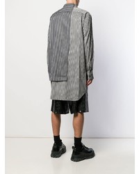 schwarzes und weißes vertikal gestreiftes Langarmhemd von Comme Des Garcons Homme Plus