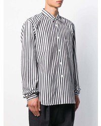 schwarzes und weißes vertikal gestreiftes Langarmhemd von Comme Des Garcons Homme Plus