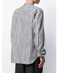schwarzes und weißes vertikal gestreiftes Langarmhemd von Comme Des Garcons Homme Plus