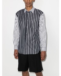 schwarzes und weißes vertikal gestreiftes Langarmhemd von Comme Des Garcons SHIRT