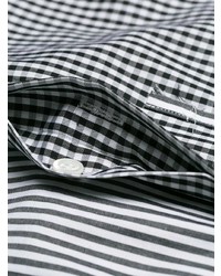 schwarzes und weißes vertikal gestreiftes Langarmhemd von Maison Margiela