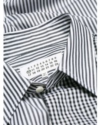schwarzes und weißes vertikal gestreiftes Langarmhemd von Maison Margiela