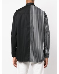 schwarzes und weißes vertikal gestreiftes Langarmhemd von Karl Lagerfeld