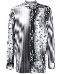 schwarzes und weißes vertikal gestreiftes Langarmhemd von Neil Barrett