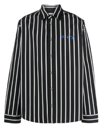 schwarzes und weißes vertikal gestreiftes Langarmhemd von Off-White
