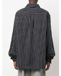 schwarzes und weißes vertikal gestreiftes Langarmhemd von Tom Wood