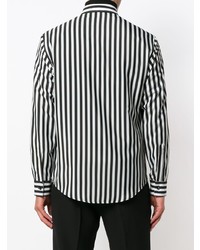 schwarzes und weißes vertikal gestreiftes Langarmhemd von Christian Pellizzari