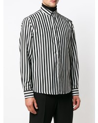 schwarzes und weißes vertikal gestreiftes Langarmhemd von Christian Pellizzari