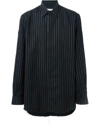 schwarzes vertikal gestreiftes Flanell Langarmhemd von Givenchy