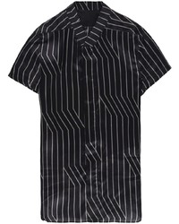 schwarzes vertikal gestreiftes Kurzarmhemd von Rick Owens