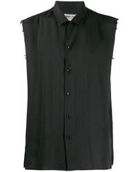 schwarzes vertikal gestreiftes Kurzarmhemd von Saint Laurent