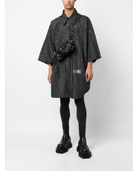 schwarzes vertikal gestreiftes Kurzarmhemd von MM6 MAISON MARGIELA