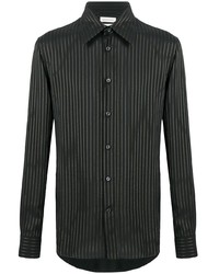 schwarzes vertikal gestreiftes Langarmhemd von Alexander McQueen