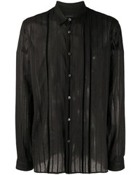 schwarzes vertikal gestreiftes Langarmhemd von Ann Demeulemeester