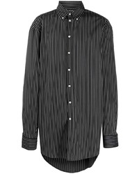 schwarzes vertikal gestreiftes Langarmhemd von Balenciaga