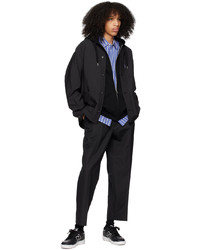 schwarzes vertikal gestreiftes Langarmhemd von Comme des Garcons Homme