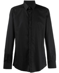 schwarzes vertikal gestreiftes Langarmhemd von Dolce & Gabbana