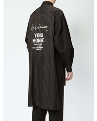 schwarzes vertikal gestreiftes Langarmhemd von Yohji Yamamoto