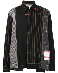 schwarzes vertikal gestreiftes Langarmhemd von Maison Mihara Yasuhiro