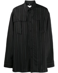 schwarzes vertikal gestreiftes Langarmhemd von Oamc
